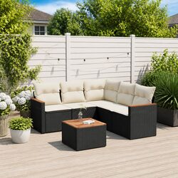 Garden Sofa Set 6 Piece Outdoor Furniture Patio Sectional Rattan Black with
