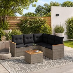 Stylish 6 Piece Grey Modular Garden Sofa Set for Outdoor Relaxation