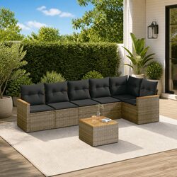 Garden Sofa Set 7 Piece Outdoor Furniture Grey Poly Rattan Patio Lounge