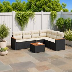 Outdoor Garden Sofa Set: 7-Piece Modular Black Design