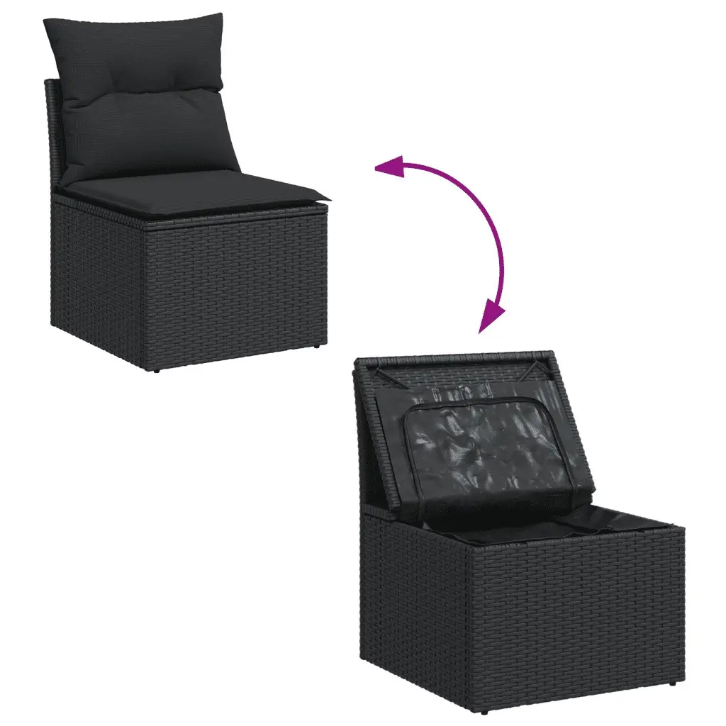 Garden Sofa Set 10 Piece Outdoor Furniture Black Poly Rattan Patio Seating with