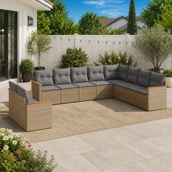 Enhance Your Patio with a 10 Piece Beige Garden Sofa Set