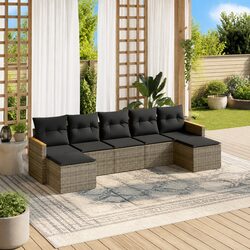 Comfortable Outdoor Garden Sofa Set 7 Piece Grey Furniture