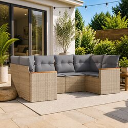 Stylish Beige 6-Piece Sofa Set for Outdoor Spaces