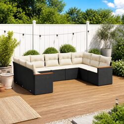 Enhance Your Patio with 9 Piece Black Rattan Sofa Set