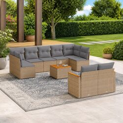 10-Piece Outdoor Lounge Sofa Set with Water-Resistant Storage