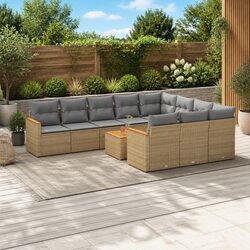 Transform Your Space with 11-Piece Beige Patio Sofa Set