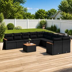 Stylish 11-Piece Outdoor Lounge Set in Black