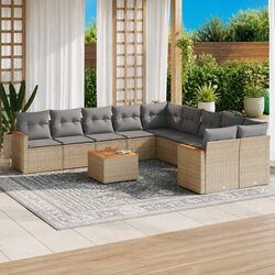 11-Piece Beige Modular Garden Sofa Set for Cozy Outdoors