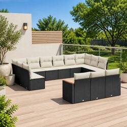 Versatile Outdoor Garden Sofa Set – 13 Pieces in Black