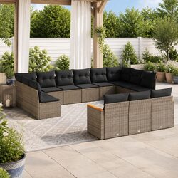 Garden Sofa Set 13 Piece Outdoor Furniture Patio Lounge Grey Poly Rattan Modular