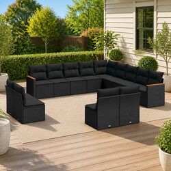 Garden Sofa Set 13 Piece Outdoor Furniture Patio Rattan Black Modular Seating