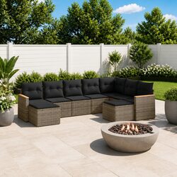 Garden Sofa Set 9 Piece Outdoor Furniture Patio Sectional Conversation Grey