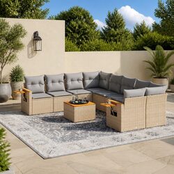 Transform Your Outdoors with 9-Piece Sofa Set in Beige