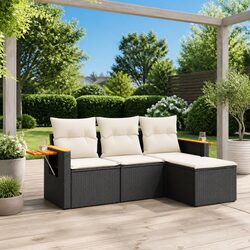 Elevate Your Outdoors with a 4-Piece Black Sofa Set