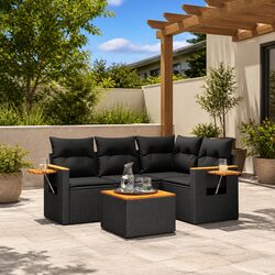Comfort-Enhancing 5-Piece Patio Sofa Set in Black