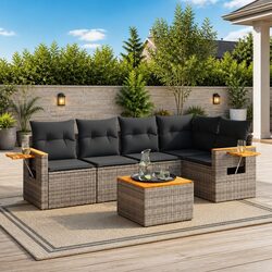 Outdoor Grey Modular Sofa Set – 6 Pieces for Your Patio