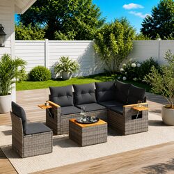 Comfortable 6 Piece Grey Patio Sofa Set for Outdoor Living