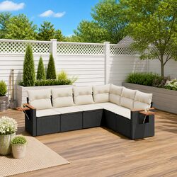 Garden Sofa Set 6 Piece Outdoor Furniture Patio Sectional with Cushions Storage