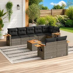 Grey 9 Piece Patio Lounge Set for Outdoor Relaxation