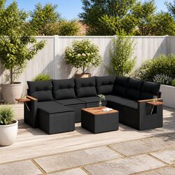 Transform Your Patio with an 8-Piece Black Rattan Sofa Set