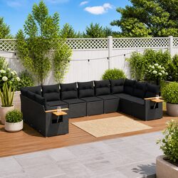 Stylish 10 Piece Black Rattan Sofa Set for Outdoor Living