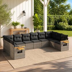 Elevate Your Outdoors with a 10-Piece Sofa Set Grey Poly