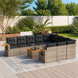 Garden Sofa Set 11 Piece Outdoor Furniture Grey Poly Rattan Patio Seating