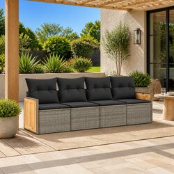 Patio Sofa Set 4 Piece Garden Furniture Sectional Modular with Storage