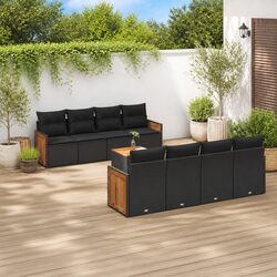 Stylish Outdoor 9-Piece Garden Sofa Set in Black