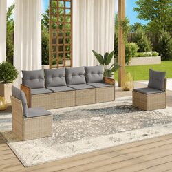 6-Piece Beige Garden Sofa Set for Outdoor Relaxation