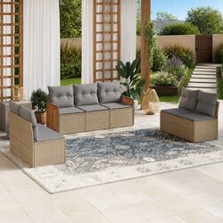 7 Piece Garden Lounge Sofa Set in Beige