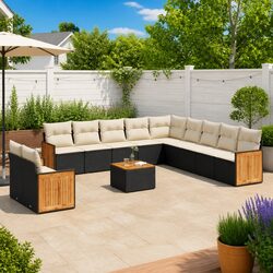 Stylish Black Modular Garden Sofa Set for Relaxing Outdoors