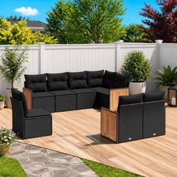 Outdoor 8 Piece Sofa Set for Relaxation in Black
