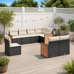 Outdoor Lounge 8-Piece Sofa Set in Black Rattan
