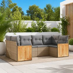 6 Piece Modular Sofa Set for Outdoor Spaces in Beige