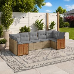 Comfortable Outdoor Sofa Set 7 Piece in Beige