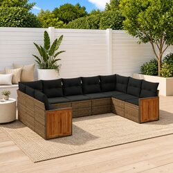 Grey 9 Piece Outdoor Garden Sofa Set for Relaxation