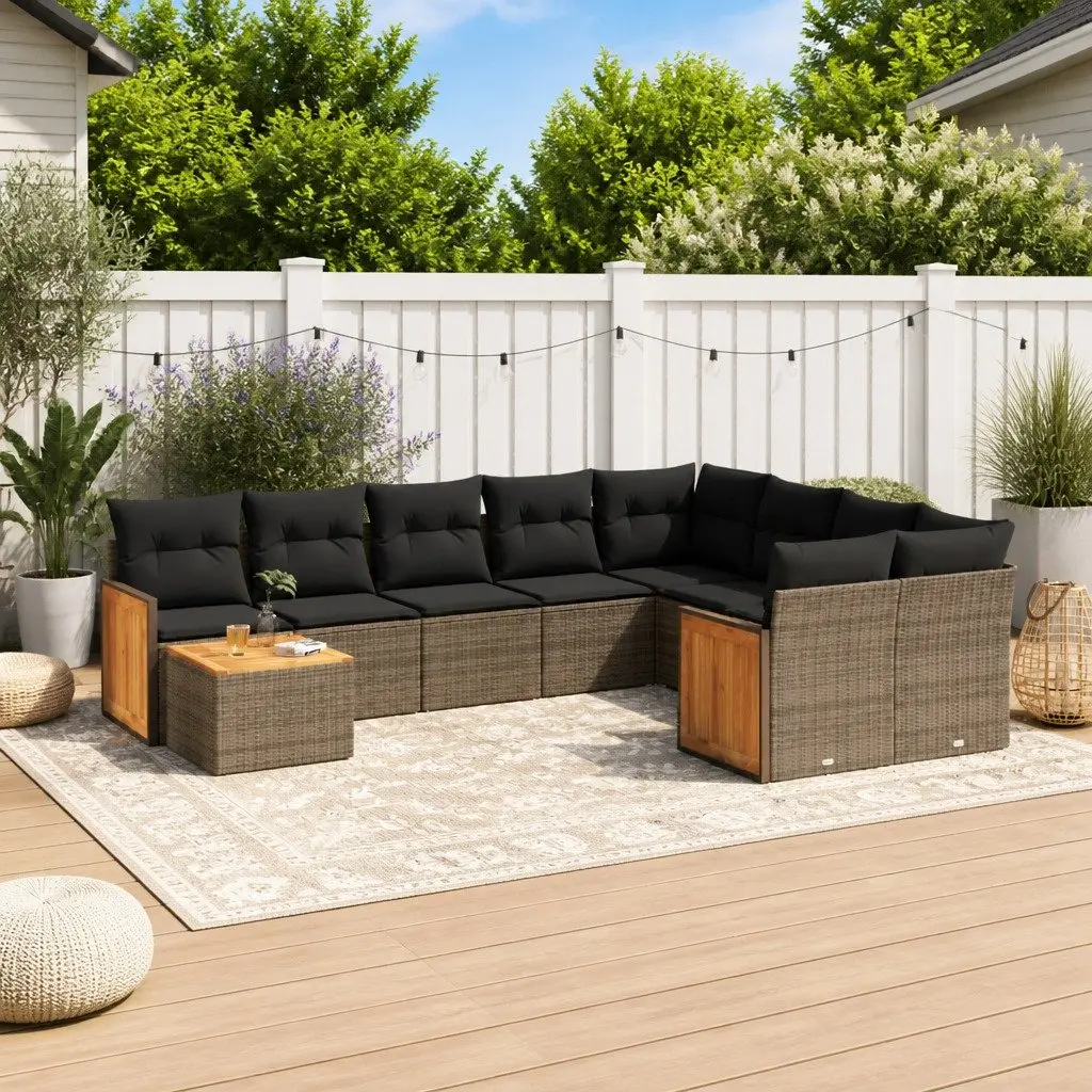 10 Piece Garden Sofa Set with Cushions Outdoor Furniture Patio Grey Modular