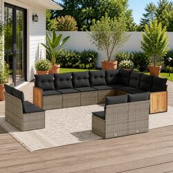 Stylish Outdoor 12 Piece Grey Sofa Set for Relaxing