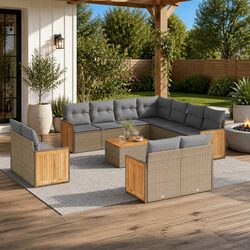 Beige 12-Piece Outdoor Sofa Set for Inviting Spaces
