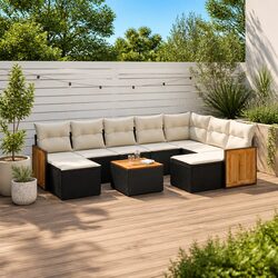 Elegant Black Poly Rattan Garden Sofa Set for Your Patio