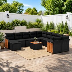 Garden Sofa Set 12 Piece Outdoor Furniture Patio Sectional Black Rattan Modular