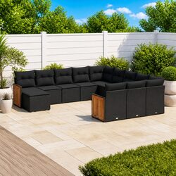 Enhance Your Outdoors with 12 Piece Black Modular Sofa Set
