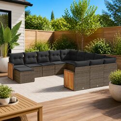 Modular 12-Piece Outdoor Sofa Set in Grey for Relaxation