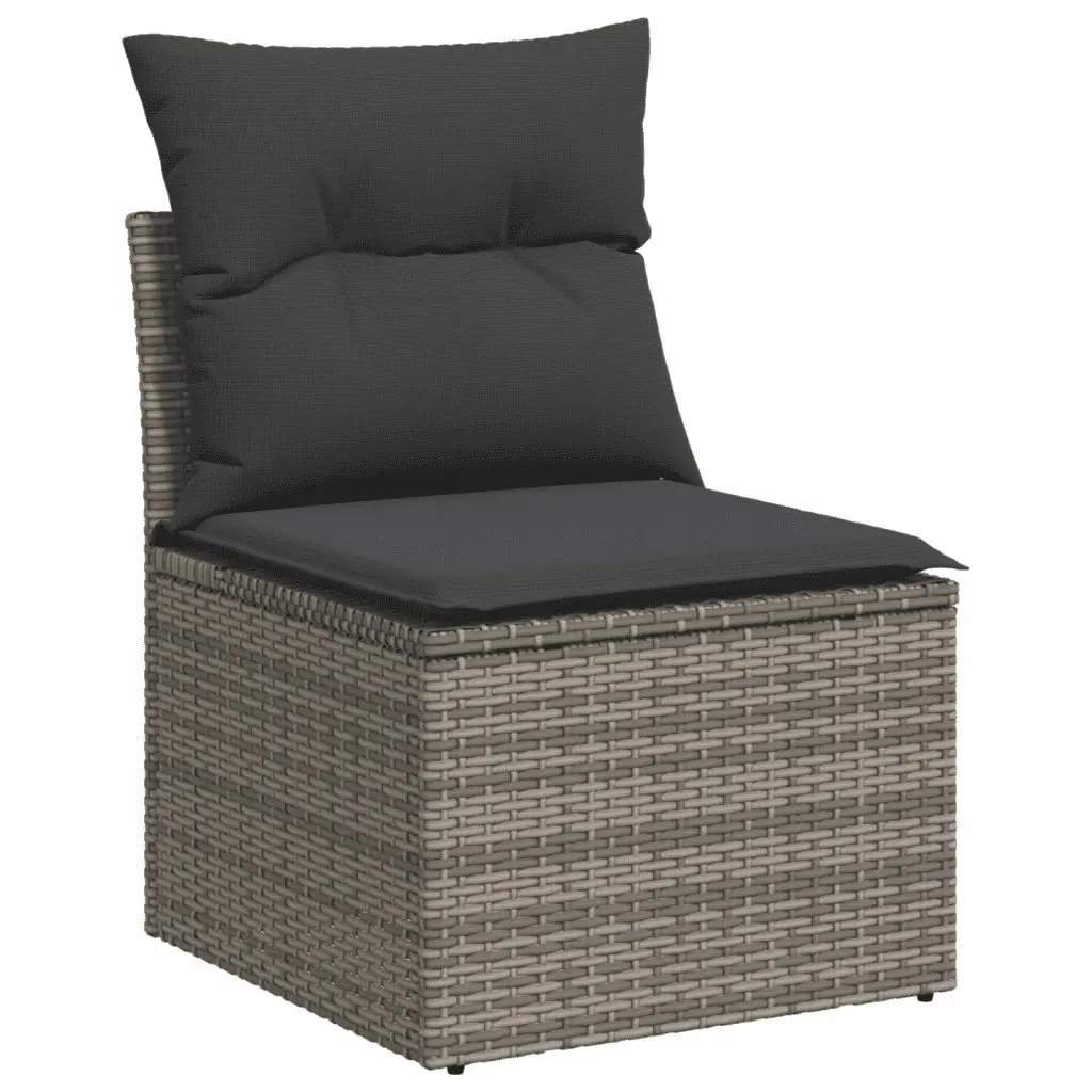 Outdoor Sectional Sofa Set 10 Piece Garden Furniture Grey Poly Rattan with