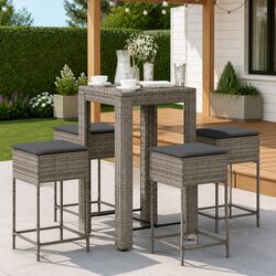 Outdoor 5-Piece Grey Bar Set for Stylish Living