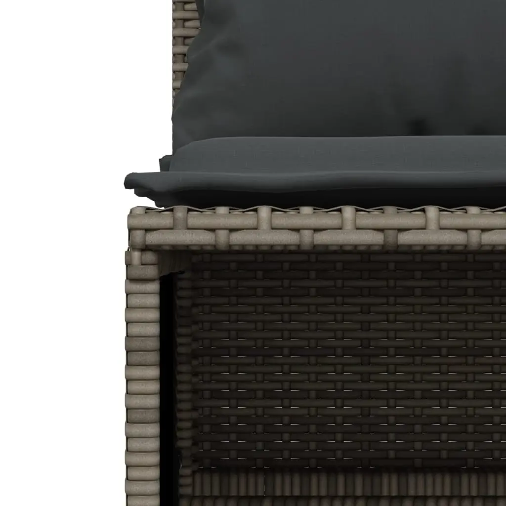 5 Piece Outdoor Garden Sofa Set Grey Poly Rattan Retractable Canopy
