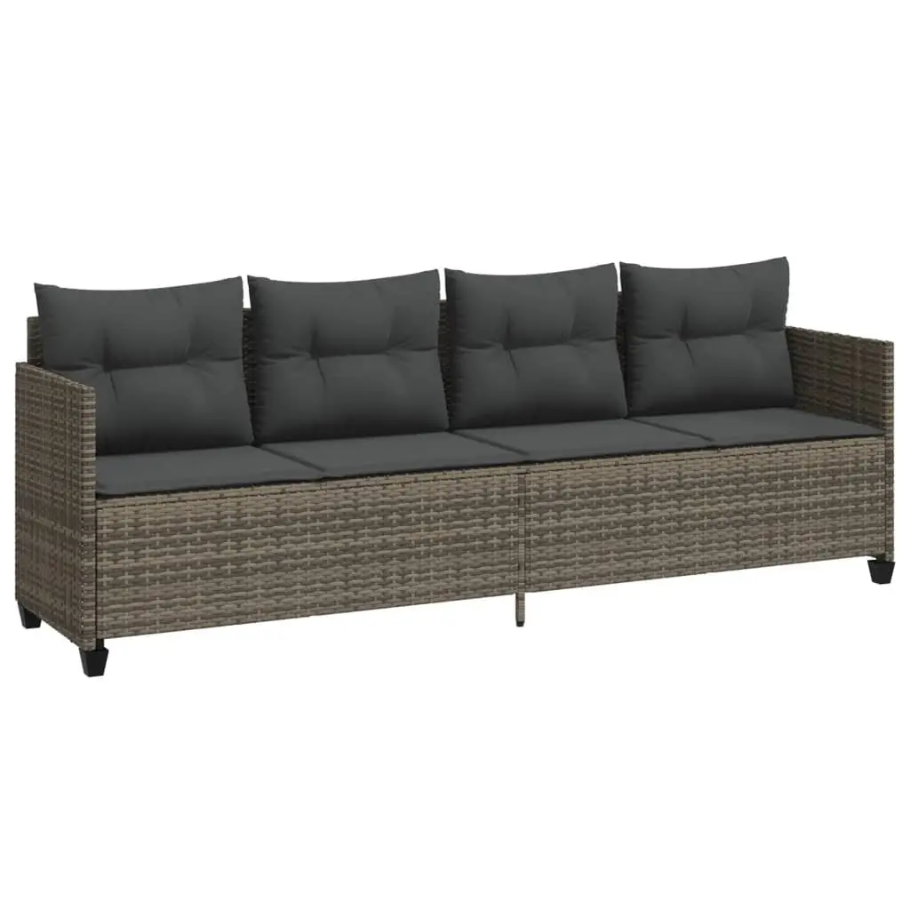 Outdoor Sofa Set 5 Piece Grey Poly Rattan with Cushions for Patio Seating
