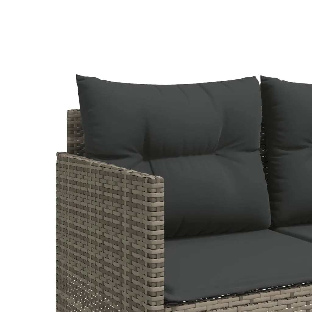 Outdoor Sofa Set 5 Piece Grey Poly Rattan with Cushions for Patio Seating
